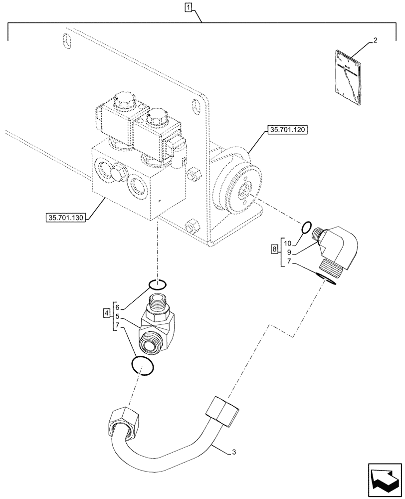 Схема запчастей Case 590SN - (88.100.35[09]) - DIA KIT, AUTO RIDE CONTROL, ACCUMULATOR, HYDRAULIC LINE, 2WD (88) - ACCESSORIES