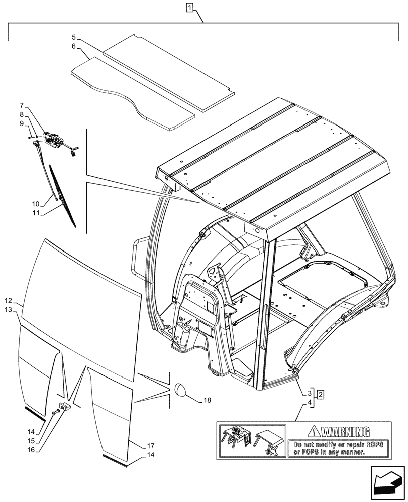 Схема запчастей Case 580N EP - (88.100.90[03]) - DIA KIT, DELUXE CANOPY, WIDE (88) - ACCESSORIES