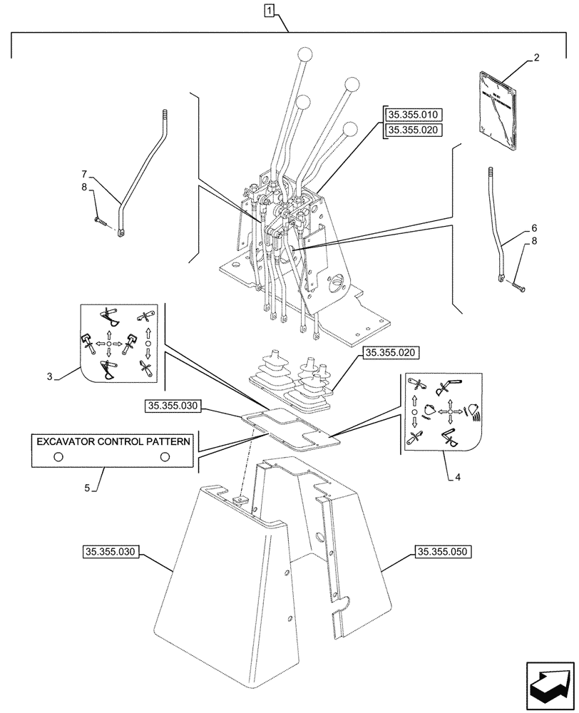 Схема запчастей Case 590SN - (88.100.35[30]) - DIA KIT, EXCAVATOR CONTROL PATTERN (88) - ACCESSORIES