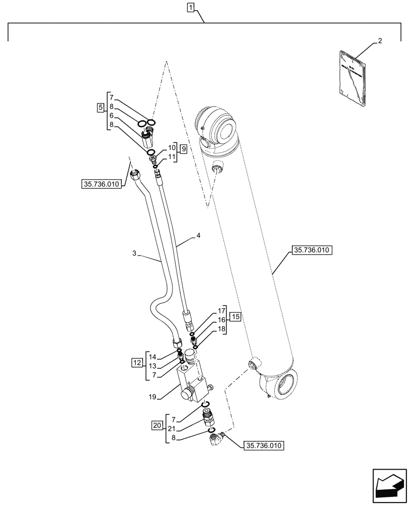 Схема запчастей Case 580N EP - (88.100.35[32]) - DIA KIT, BOOM, LOCK VALVE (88) - ACCESSORIES