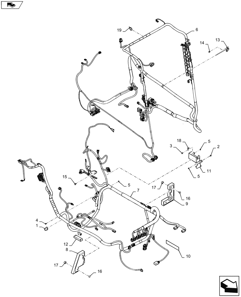 Схема запчастей Case TR270 - (55.101.AC[01]) - WIRE HARNESS & CONNECTOR, MECHANICAL CONTROLS (03-JUN-2015 & PRIOR) (55) - ELECTRICAL SYSTEMS