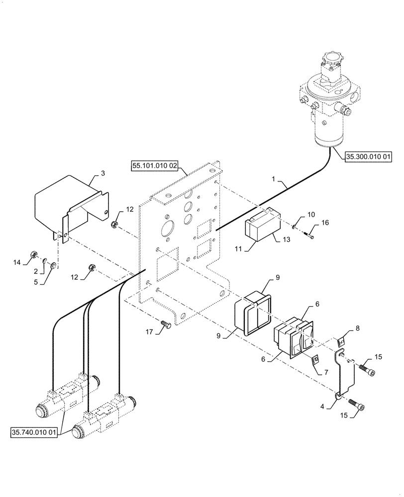 Схема запчастей Case SV208D - (55.850.010[01]) - HOOD, PLATFORM - TILT, ELECTRIC PANEL (55) - ELECTRICAL SYSTEMS