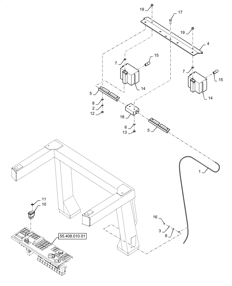 Схема запчастей Case SV208D - (55.404.050[01]) - CAB, REAR LIGHT (55) - ELECTRICAL SYSTEMS