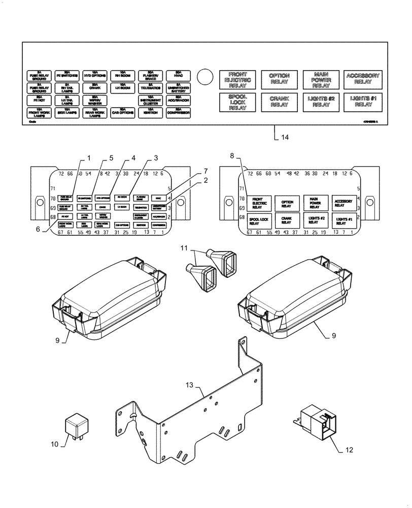 Схема запчастей Case TR320 - (55.100.DO[01]) - FUSE & RELAYS, MECHANICAL CONTROLS (14-NOV-2016 & NEWER) (55) - ELECTRICAL SYSTEMS