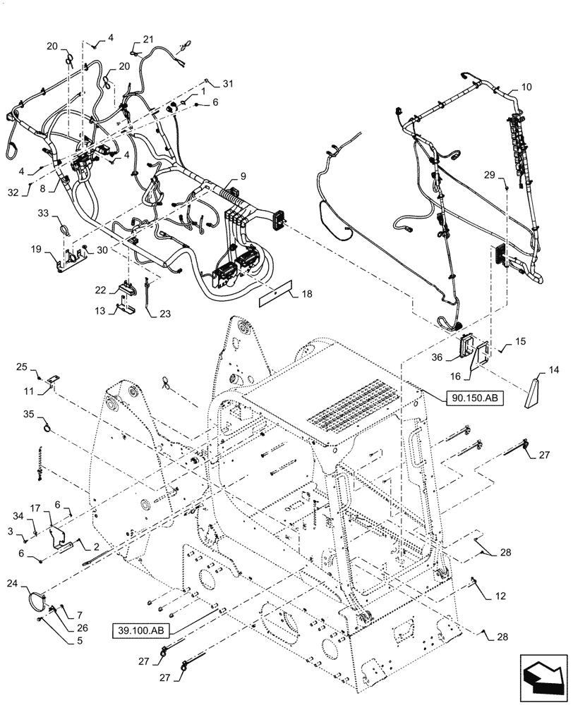 Схема запчастей Case TR270 - (55.101.AC[01]) - WIRE HARNESS & CONNECTOR, MECHANICAL CONTROLS (04-JUN-2015 & NEWER) (55) - ELECTRICAL SYSTEMS