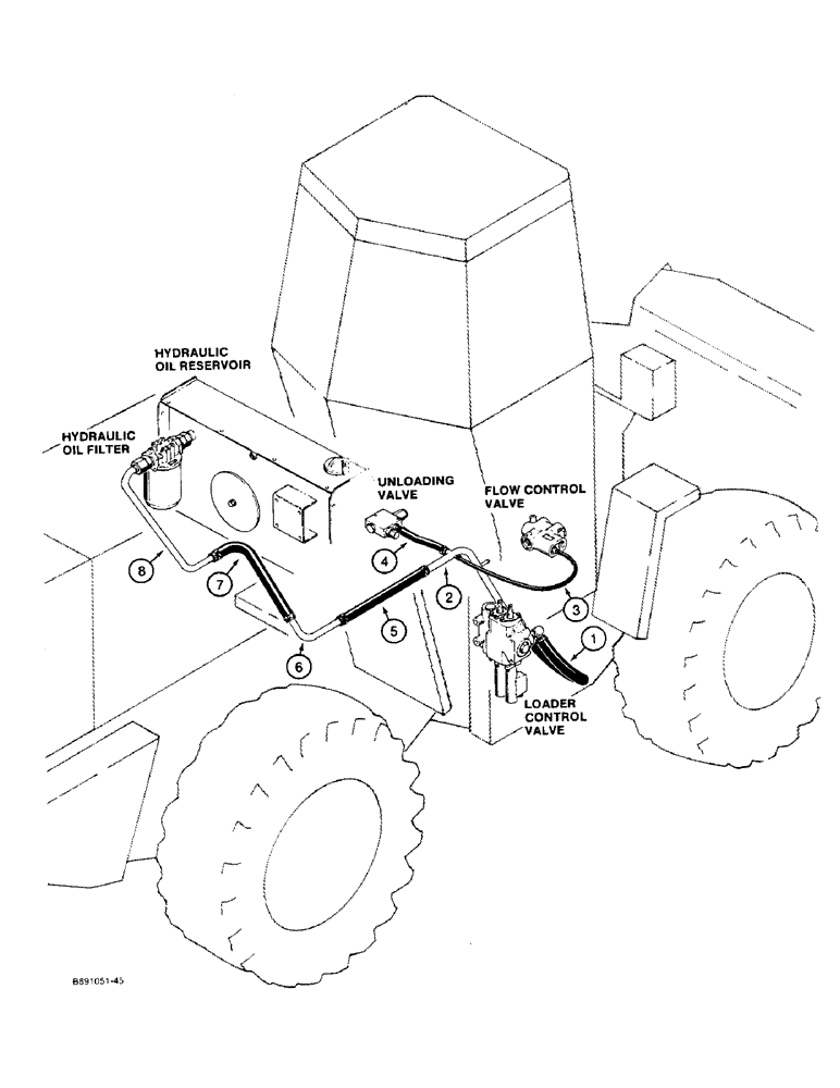 Схема запчастей Case W11B - (1-014) - PICTORIAL INDEX, RETURN LINES HYDRAULIC CIRCUIT, USED ON MODELS W/ FUNK TRANSMISSION (00) - PICTORIAL INDEX