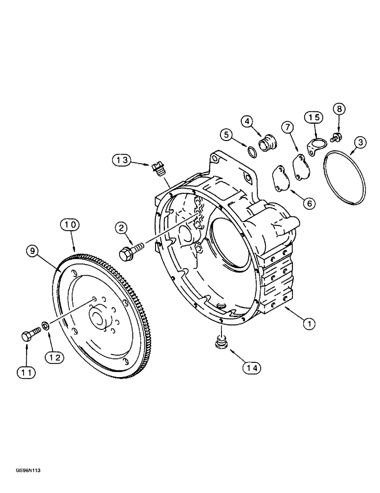 Схема запчастей Case 721B - (2-43A) - FLYWHEEL HOUSING, 6T-830 EMISSIONS CERTIFIED ENGINE, LOADER P.I.N. JEE053200 & AFTER (02) - ENGINE