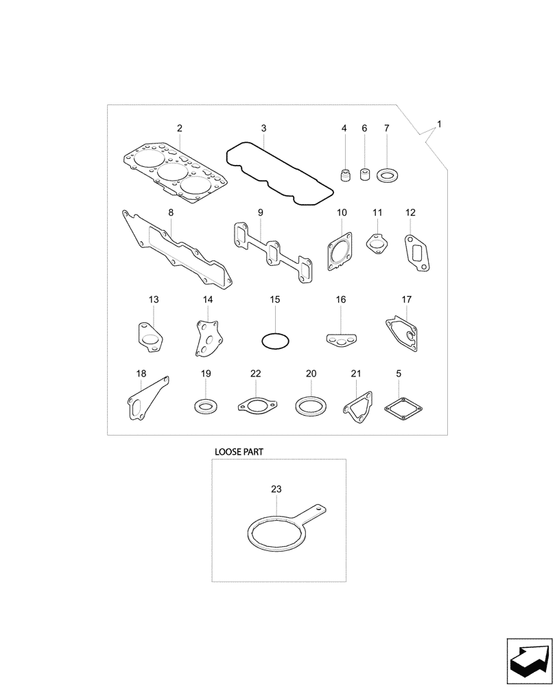 Схема запчастей Case CX33C - (10.001.040) - ENGINE, GASKET (10) - ENGINE