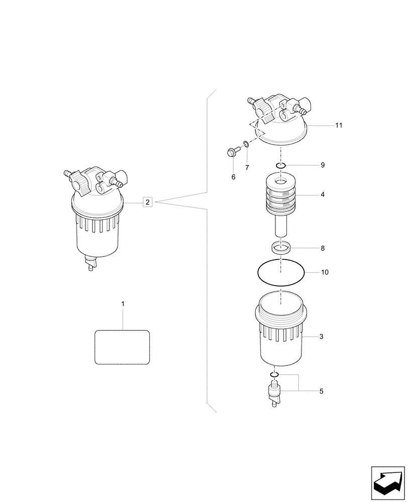 Схема запчастей Case CX33C - (10.206.010) - WATER SEPARATOR, COMPONENTS (10) - ENGINE