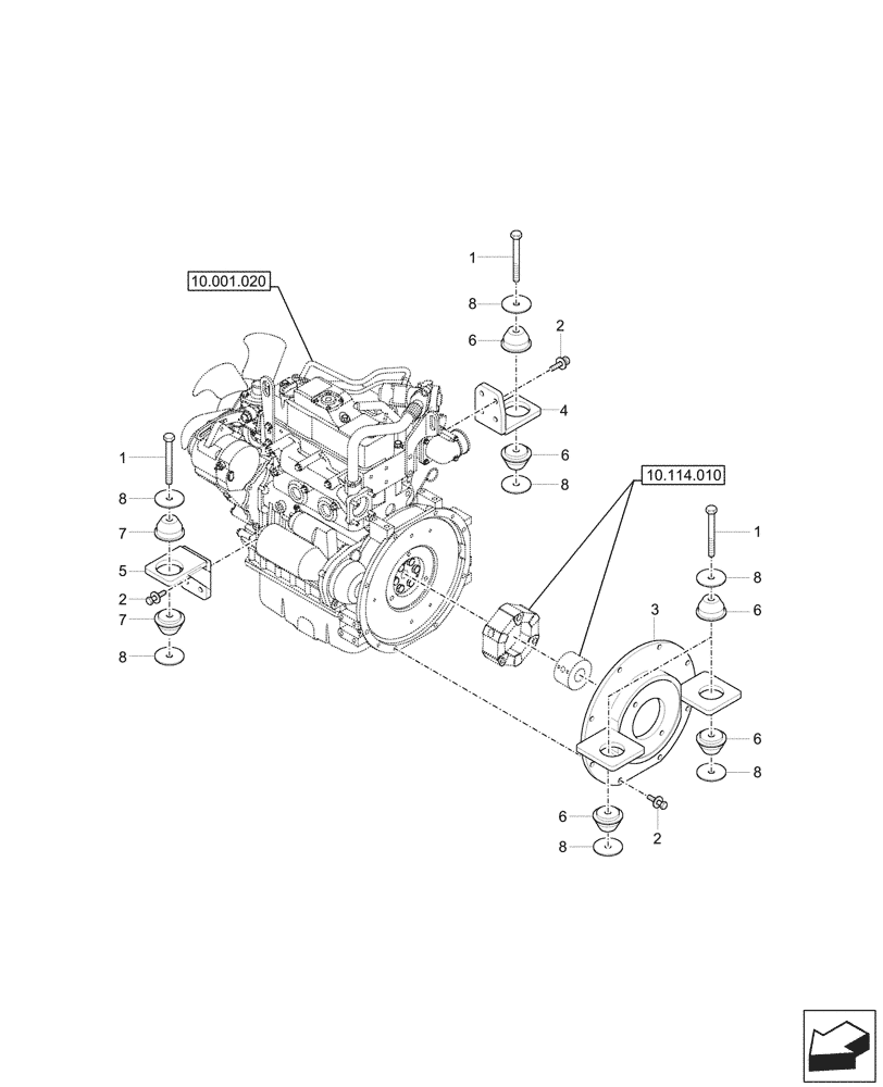 Схема запчастей Case CX33C - (10.001.020) - ENGINE, SUPPORT (10) - ENGINE