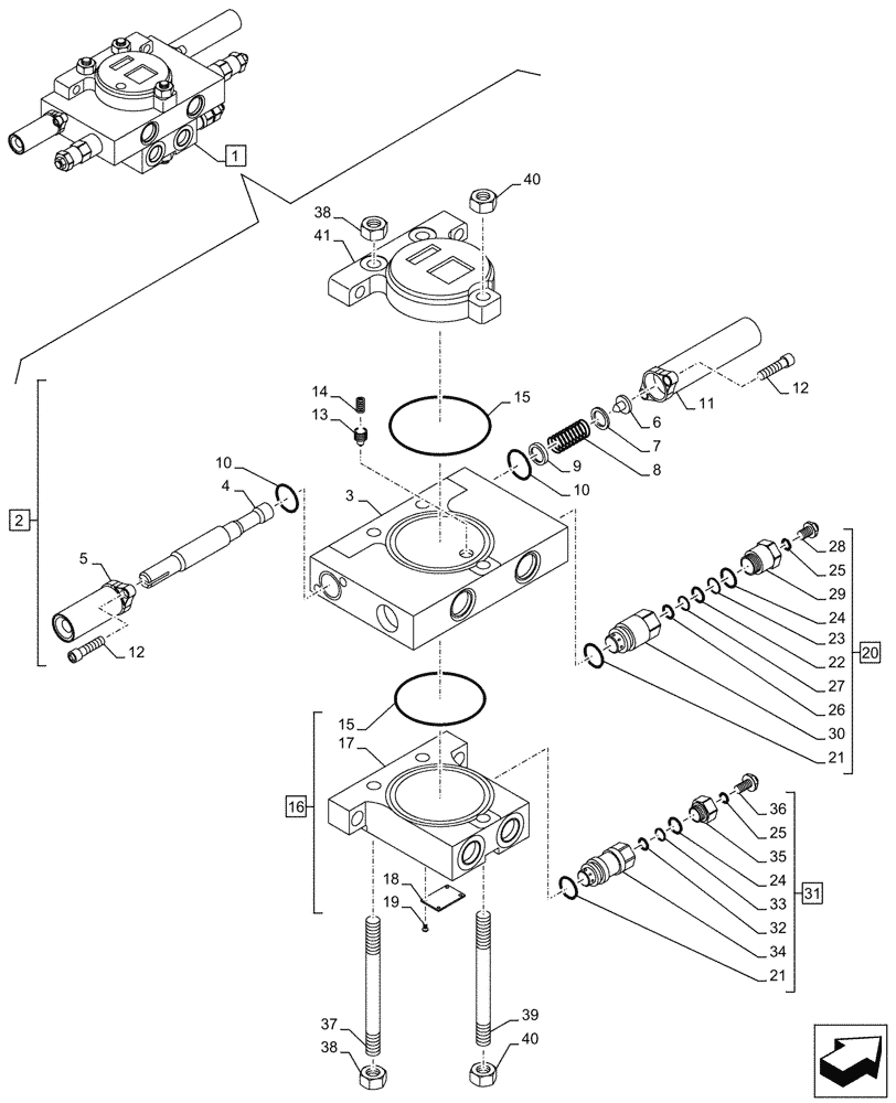 Схема запчастей Case CX750D RTC ME - (35.360.050) - VAR - 461863 - BUCKET, VALVE, W/ ELECTRICAL PROPORTIONAL CONTROL, COMPONENTS (35) - HYDRAULIC SYSTEMS