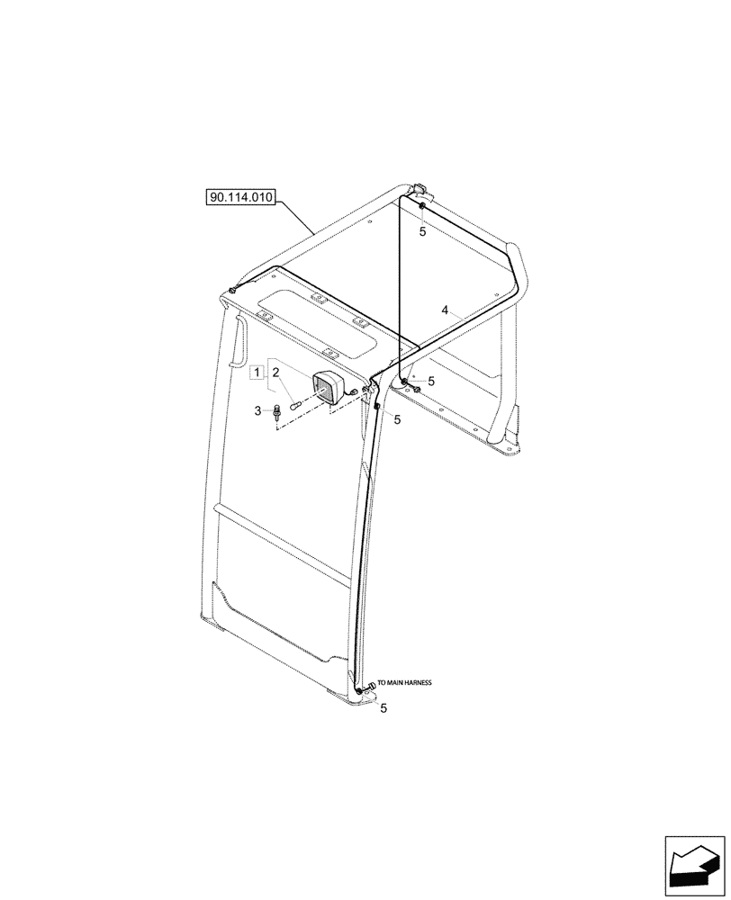 Схема запчастей Case CX33C - (55.404.010) - WORKING LIGHT, CANOPY (55) - ELECTRICAL SYSTEMS