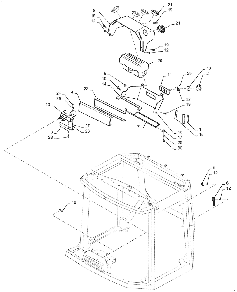 Схема запчастей Case DV210D - (90.150.AB[03]) - CAB PARTS (90) - PLATFORM, CAB, BODYWORK AND DECALS