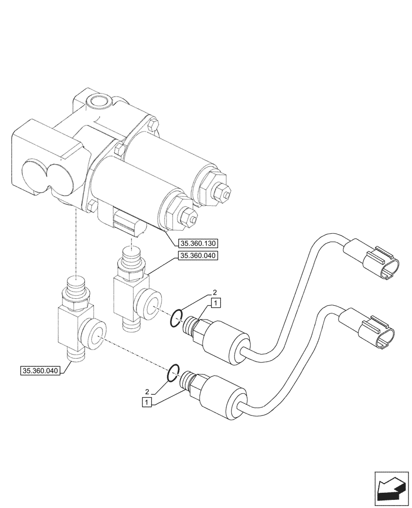 Схема запчастей Case CX750D RTC - (55.425.050) - VAR - 461863 - ROTATION SPEED SENSOR, CLAMSHELL BUCKET, ROTATION, W/ ELECTRICAL PROPORTIONAL CONTROL (55) - ELECTRICAL SYSTEMS