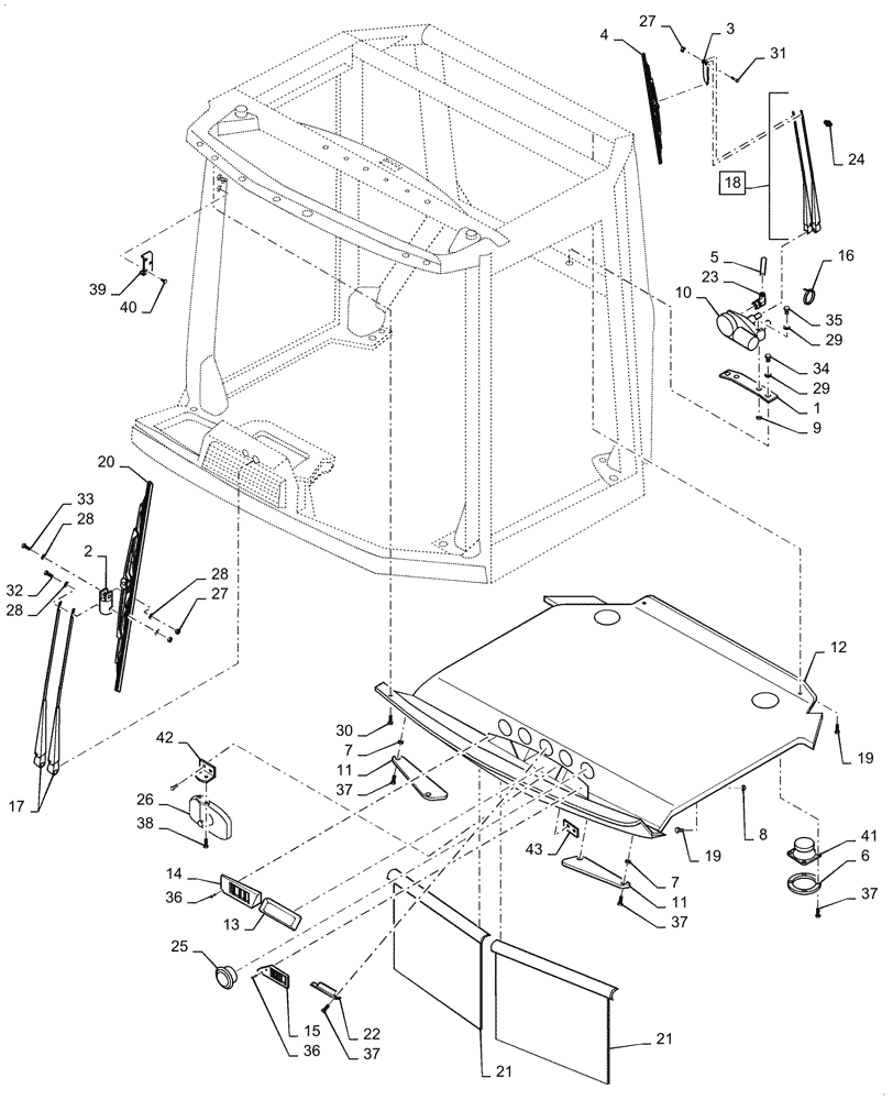 Схема запчастей Case DV210D - (90.150.AB[01]) - CAB PARTS (90) - PLATFORM, CAB, BODYWORK AND DECALS