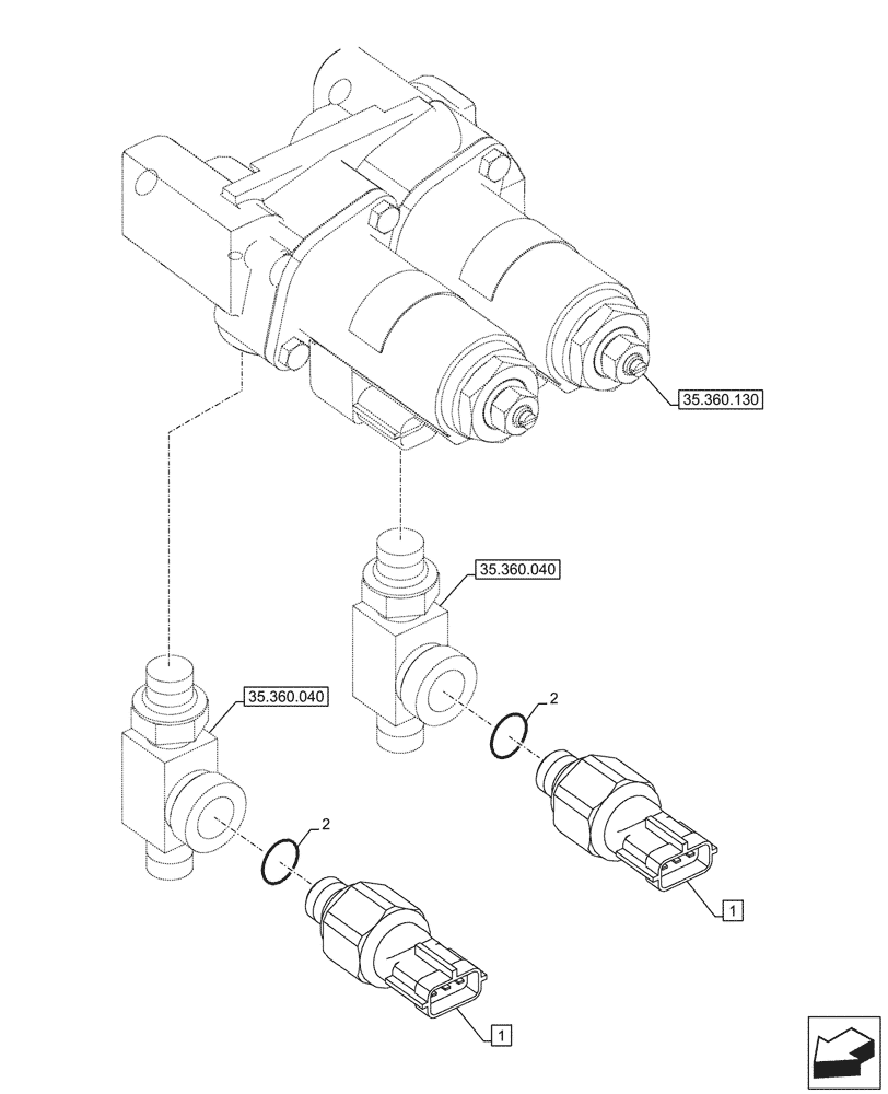 Схема запчастей Case CX750D RTC ME - (55.425.060) - VAR - 461563 - PRESSURE SENSOR, HAMMER CIRCUIT, HIGH FLOW, W/ ELECTRICAL PROPORTIONAL CONTROL (55) - ELECTRICAL SYSTEMS