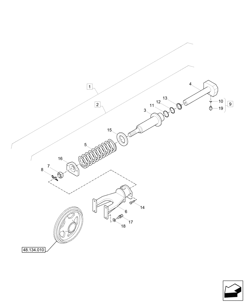 Схема запчастей Case CX33C - (48.134.020) - VAR - 9552700, 9553700 - TENSION SPRING, COMPONENTS (48) - TRACKS & TRACK SUSPENSION