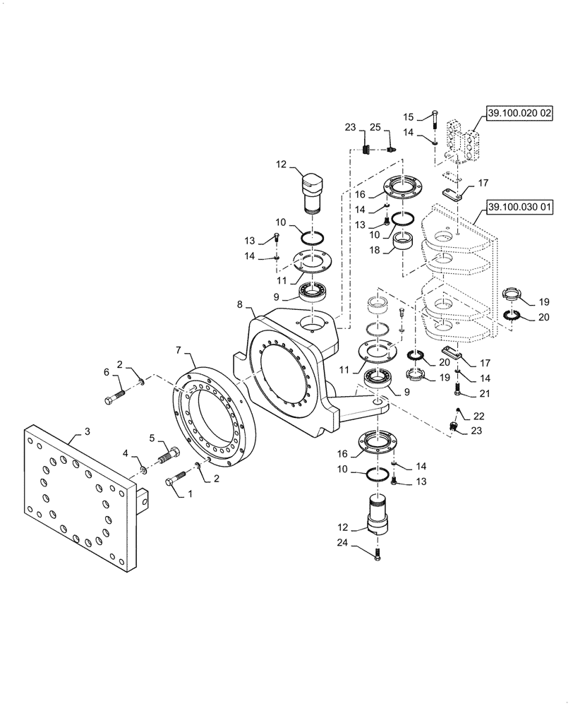 Схема запчастей Case SV208D - (39.100.020[01]) - ARTICULATION, JOINT (39) - FRAMES AND BALLASTING