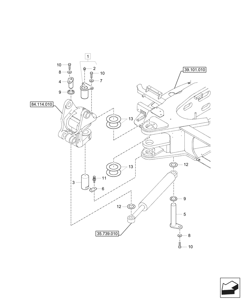 Схема запчастей Case CX33C - (84.114.020) - BOOM SWING, TOWER, PIN (84) - BOOMS, DIPPERS & BUCKETS