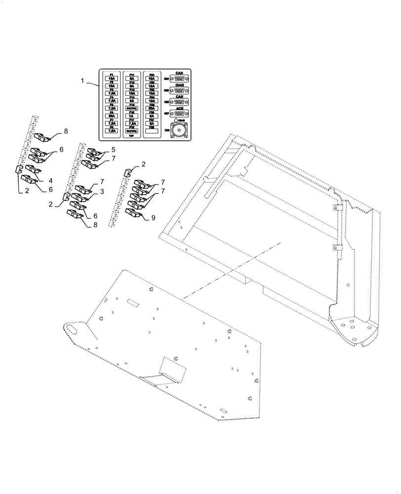 Схема запчастей Case DV210D - (55.100.DO[03]) - CAB FUSE HOLDER (55) - ELECTRICAL SYSTEMS