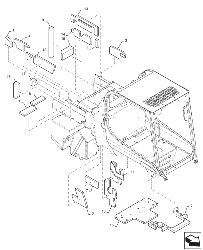 Схема запчастей Case SV340 - (90.105.010[01]) - INSULATION & SOUNDPROOFING (90) - PLATFORM, CAB, BODYWORK AND DECALS