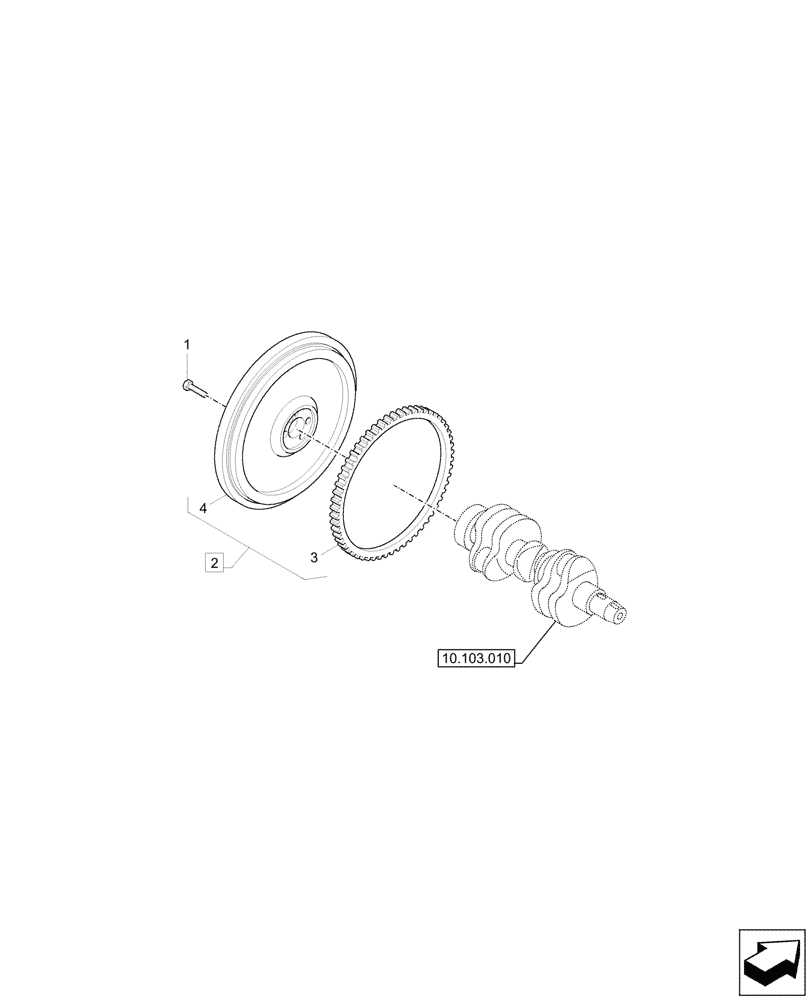 Схема запчастей Case CX33C - (10.103.020) - ENGINE FLYWHEEL (10) - ENGINE