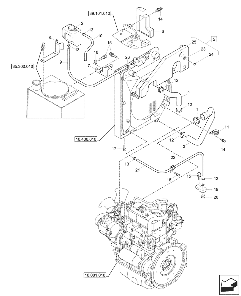 Схема запчастей Case CX33C - (10.400.020) - RADIATOR HOSE, TANK (10) - ENGINE