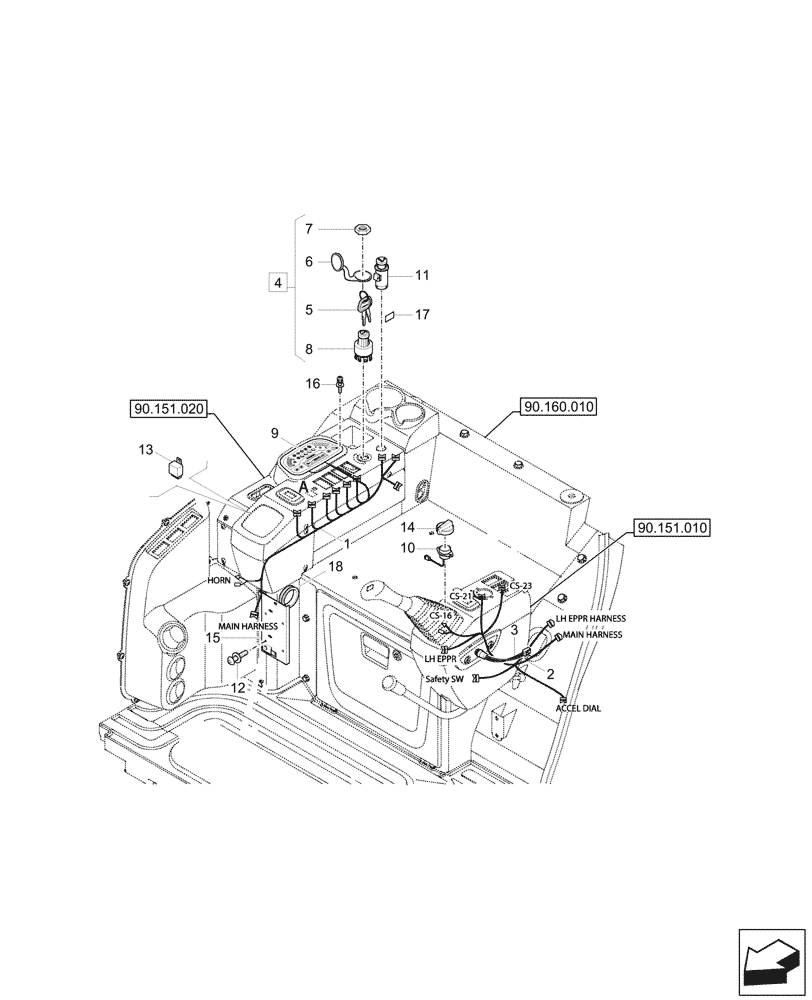 Схема запчастей Case CX33C - (55.512.010) - CONSOLE, ELECTRONIC CONTROLS (55) - ELECTRICAL SYSTEMS