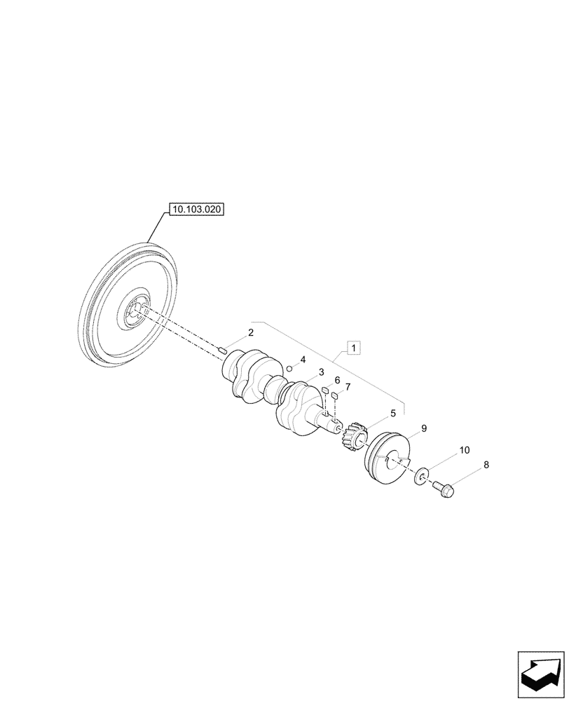 Схема запчастей Case CX33C - (10.103.010) - CRANKSHAFT (10) - ENGINE