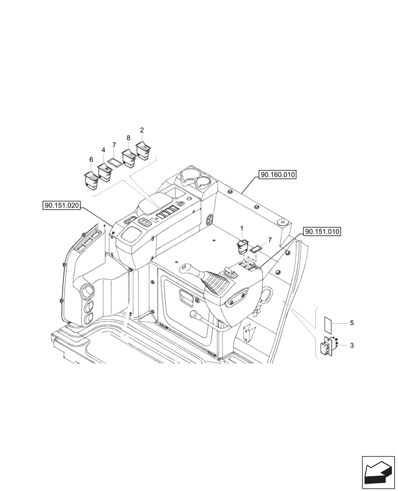 Схема запчастей Case CX33C - (55.512.020) - SWITCH (55) - ELECTRICAL SYSTEMS