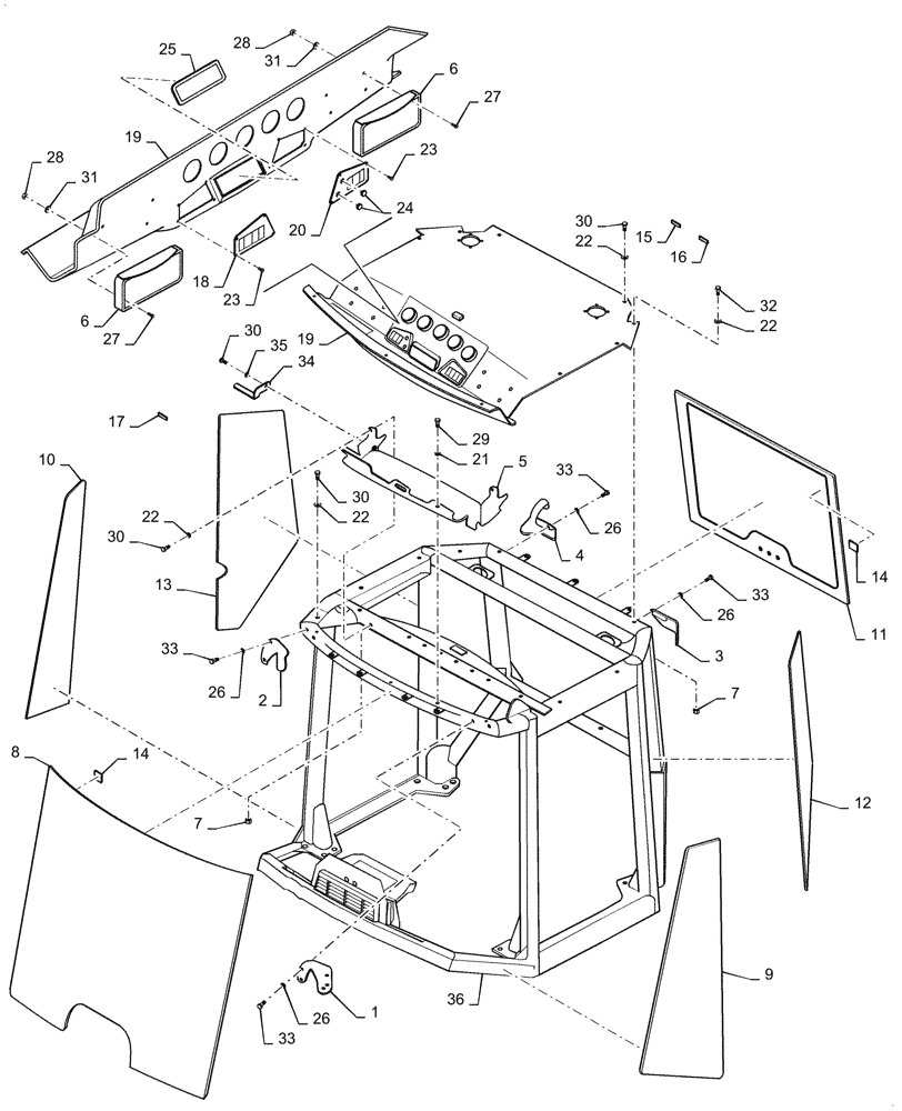 Схема запчастей Case DV209D - (90.150.AB[02]) - CAB PARTS (90) - PLATFORM, CAB, BODYWORK AND DECALS