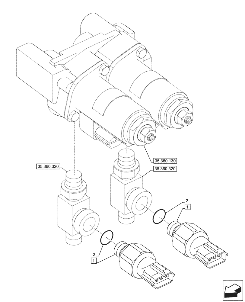 Схема запчастей Case CX750D RTC ME - (55.425.040) - VAR - 461869 - PRESSURE SENSOR, HAMMER, HIGH FLOW, W/ ELECTRICAL PROPORTIONAL CONTROL (55) - ELECTRICAL SYSTEMS