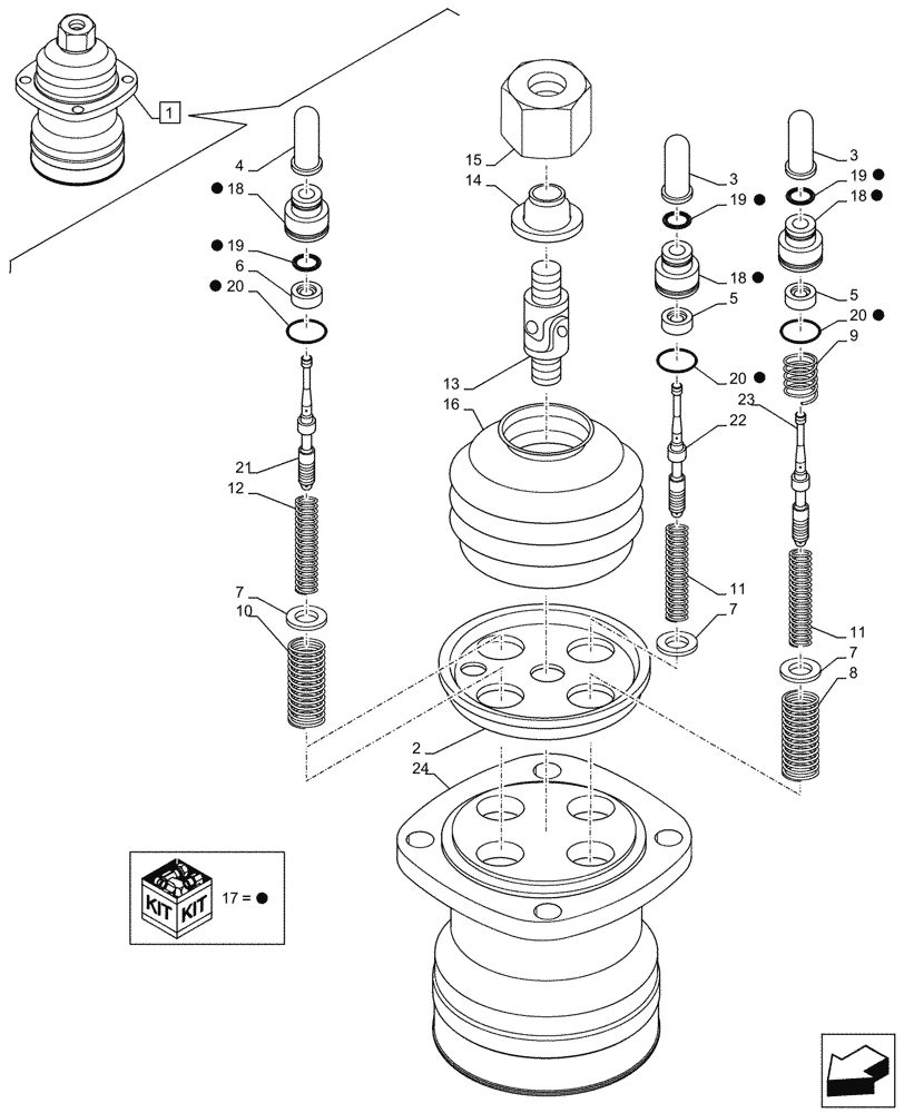 Схема запчастей Case CX750D RTC - (35.355.100) - STD + VAR - 461561, 461563, 461557, 461865, 461868, 461869, 461871, 461863 - JOYSTICK VALVE, REMOTE CONTROL, COMPONENTS (35) - HYDRAULIC SYSTEMS