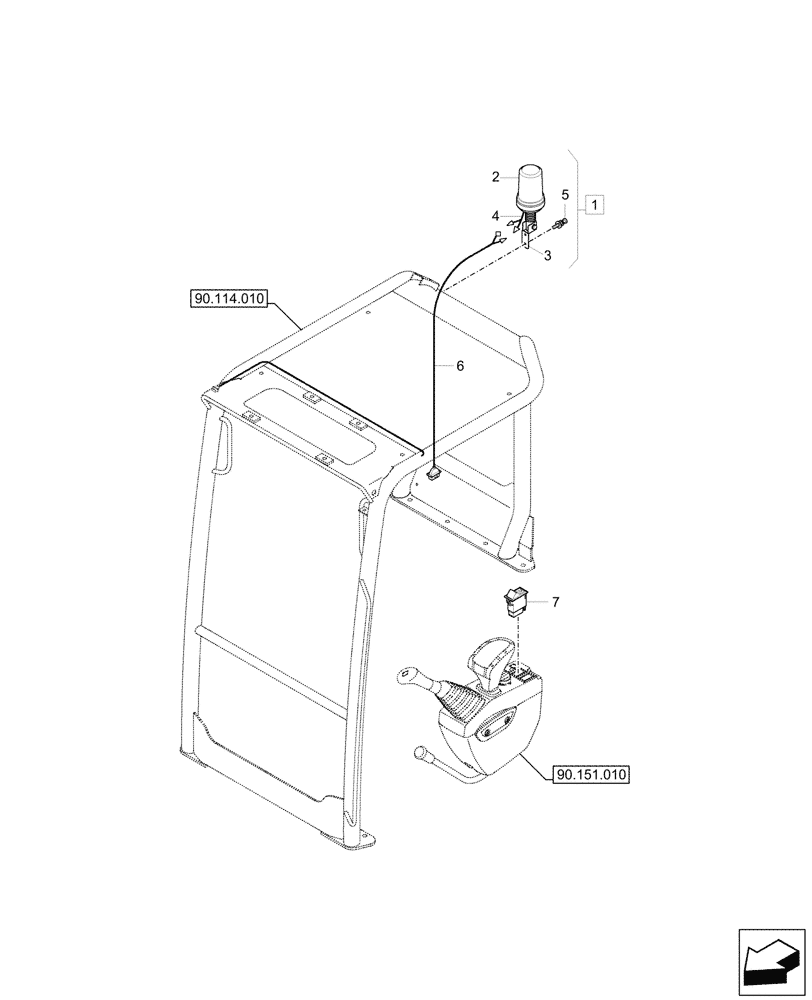 Схема запчастей Case CX33C - (55.404.020) - VAR - 747070 - ROTARY BEACON, CANOPY (55) - ELECTRICAL SYSTEMS