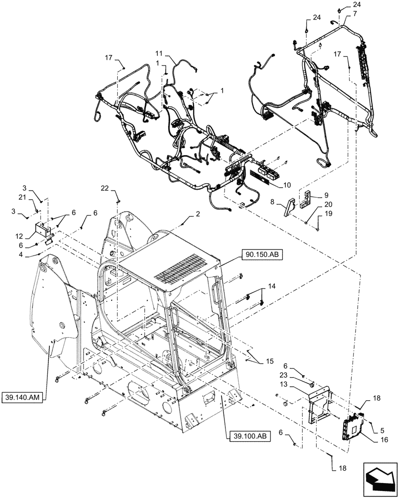 Схема запчастей Case TR270 - (55.101.AC[04]) - WIRE HARNESS & CONNECTOR, ELECTRONIC CONTROLS, OPEN CAB (03-JUN-2015 & PRIOR) (55) - ELECTRICAL SYSTEMS