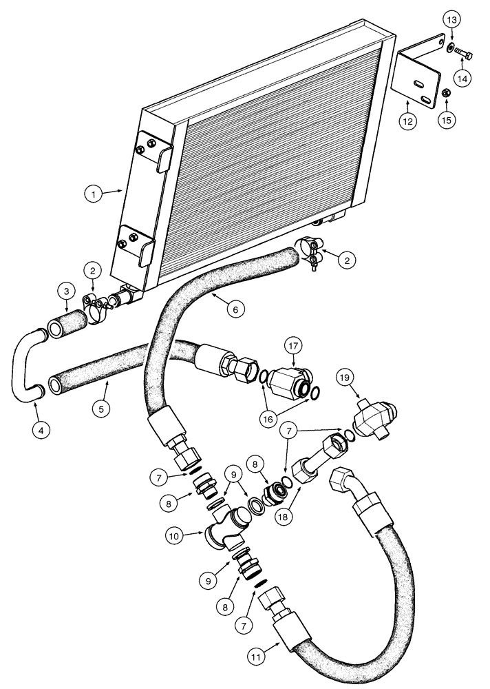 Схема запчастей Case 845 - (06-42[01]) - TRANSMISSION - OIL COOLING SYSTEM (06) - POWER TRAIN