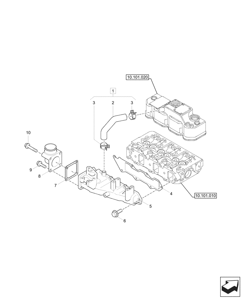 Схема запчастей Case CX33C - (10.254.010) - INLET MANIFOLD (10) - ENGINE