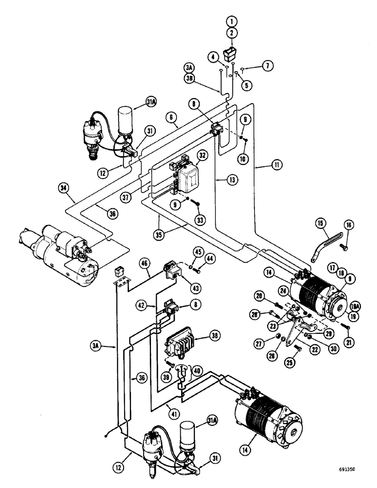 Схема запчастей Case W7 - (114) - ALTERNATOR ELECTRICAL SYSTEM, (GASOLINE AND DIESEL) OPTIONAL PRIOR TO SN. 9802395 (04) - ELECTRICAL SYSTEMS