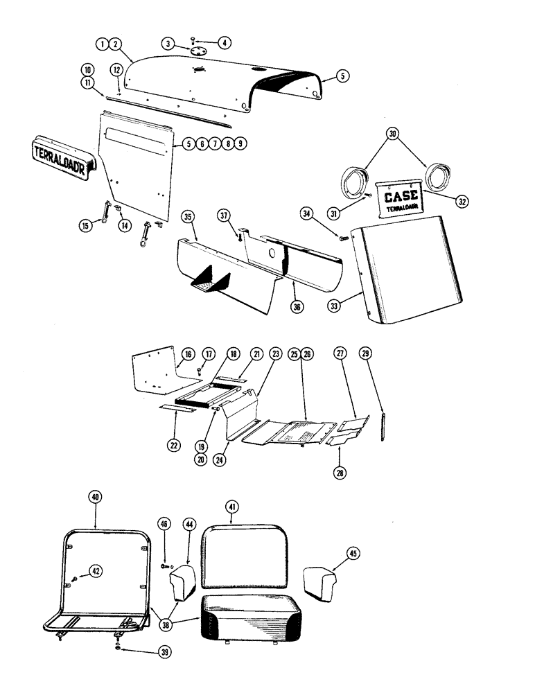 Схема запчастей Case W9A - (068) - SHEET METAL, OPERATORS SEAT (09) - CHASSIS