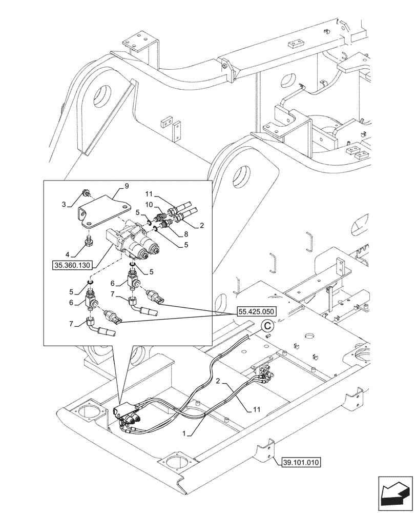 Схема запчастей Case CX750D RTC ME - (35.360.360) - VAR - 461563 - HAMMER CIRCUIT, LINES, HIGH FLOW, W/ ELECTRICAL PROPORTIONAL CONTROL (35) - HYDRAULIC SYSTEMS