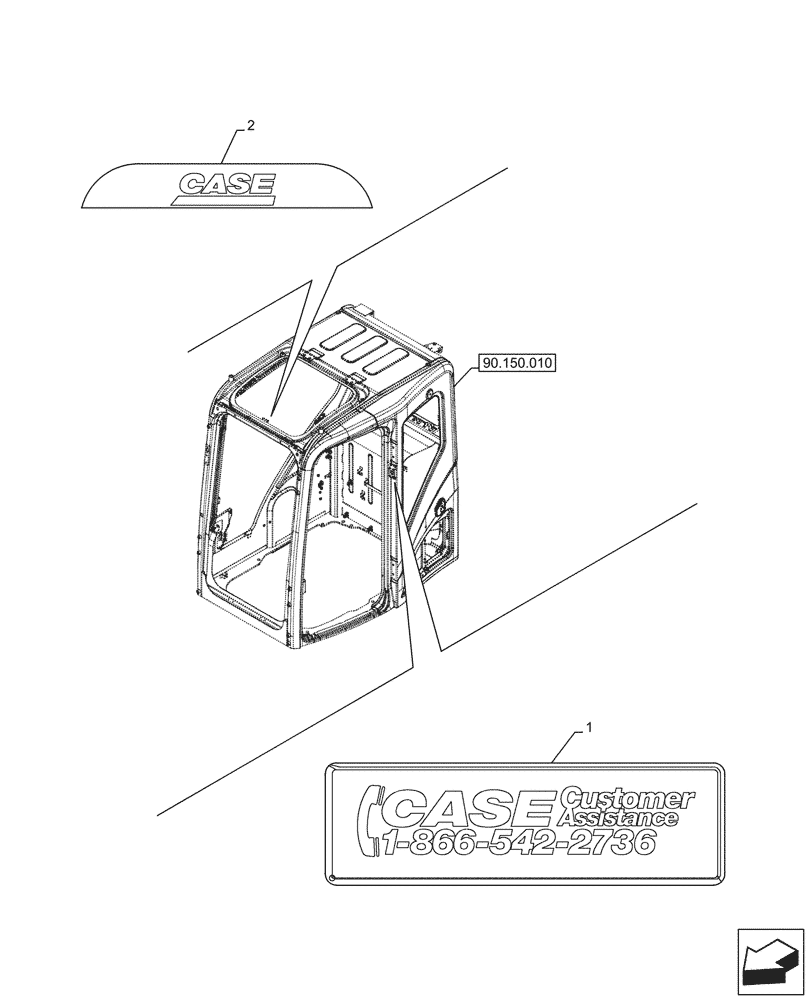 Схема запчастей Case CX750D RTC - (90.108.710) - MODEL INDENTIFICATION DECAL (90) - PLATFORM, CAB, BODYWORK AND DECALS