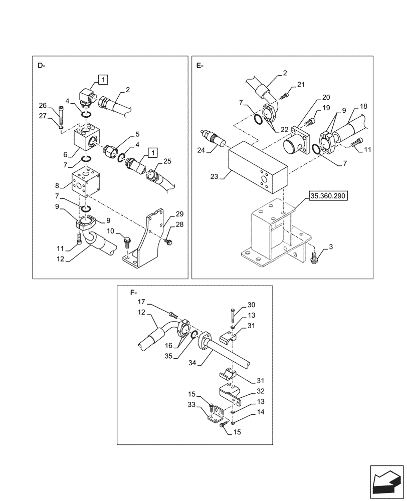 Схема запчастей Case CX750D RTC - (35.360.370) - VAR - 461563 - HAMMER CIRCUIT, LINES, HIGH FLOW, W/ ELECTRICAL PROPORTIONAL CONTROL (35) - HYDRAULIC SYSTEMS