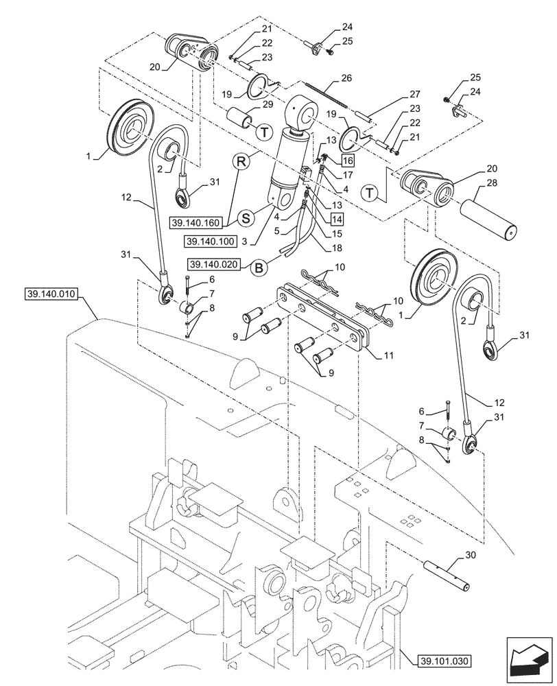 Схема запчастей Case CX750D RTC - (39.140.090) - VAR - 481263 - PULLEY & BELT, HYDRAULIC, COUNTERWEIGHT (39) - FRAMES AND BALLASTING