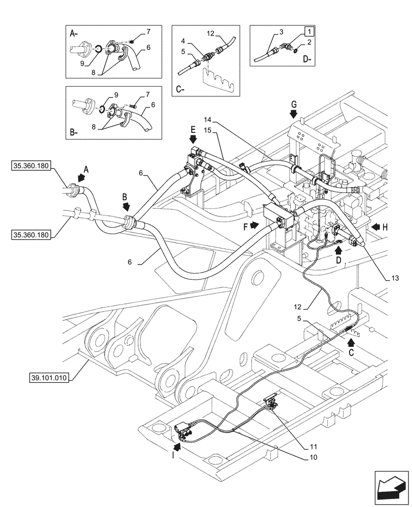 Схема запчастей Case CX750D RTC ME - (35.360.230) - VAR - 461865 - HAMMER CIRCUIT, W/ ELECTRICAL PROPORTIONAL CONTROL (35) - HYDRAULIC SYSTEMS