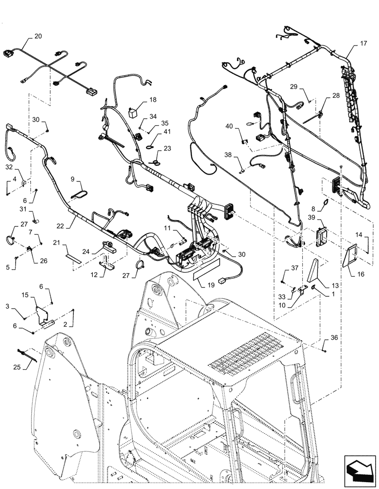 Схема запчастей Case SR175 - (55.101.AC[01]) - WIRE HARNESS & CONNECTOR, MECHANICAL CONTROLS (14-NOV-2016 & NEWER) (55) - ELECTRICAL SYSTEMS