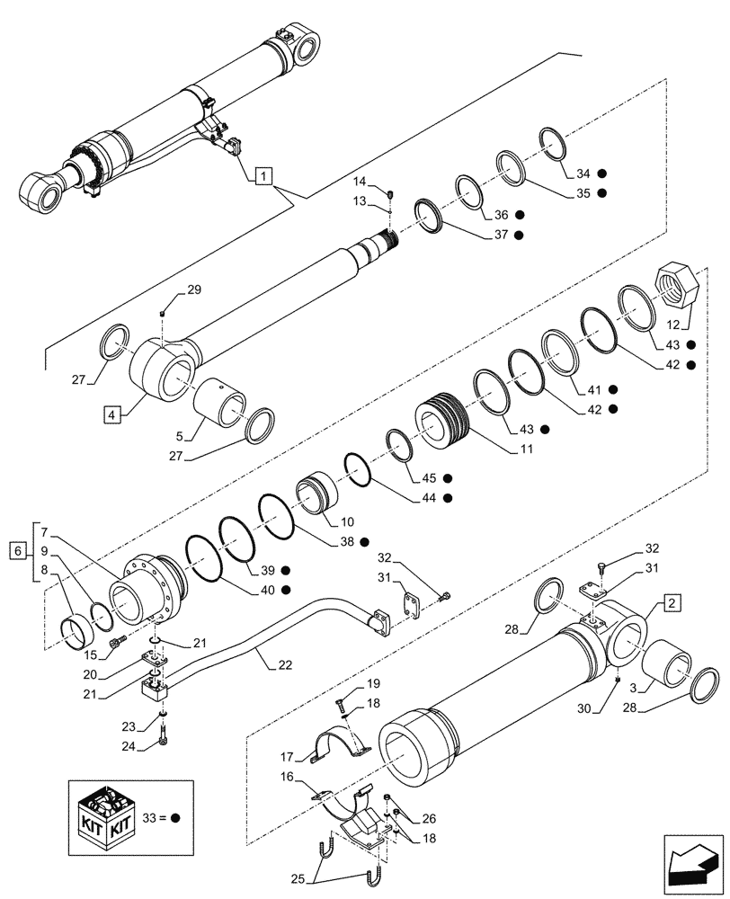 Схема запчастей Case CX750D RTC - (35.736.090) - VAR - 481064 - LIFT CYLINDER, BOOM, RIGHT, COMPONENTS (35) - HYDRAULIC SYSTEMS