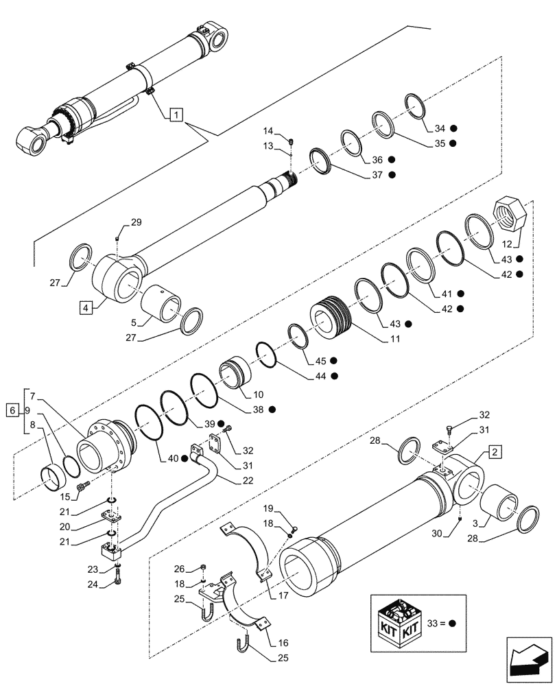 Схема запчастей Case CX750D RTC - (35.736.100) - VAR - 481064 - LIFT CYLINDER, BOOM, LEFT, COMPONENTS (35) - HYDRAULIC SYSTEMS