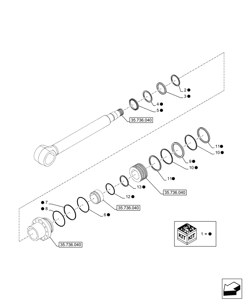 Схема запчастей Case CX750D RTC - (35.736.050) - VAR - 461543, 461028 - BOOM, LIFT CYLINDER, LEFT, COMPONENTS (35) - HYDRAULIC SYSTEMS