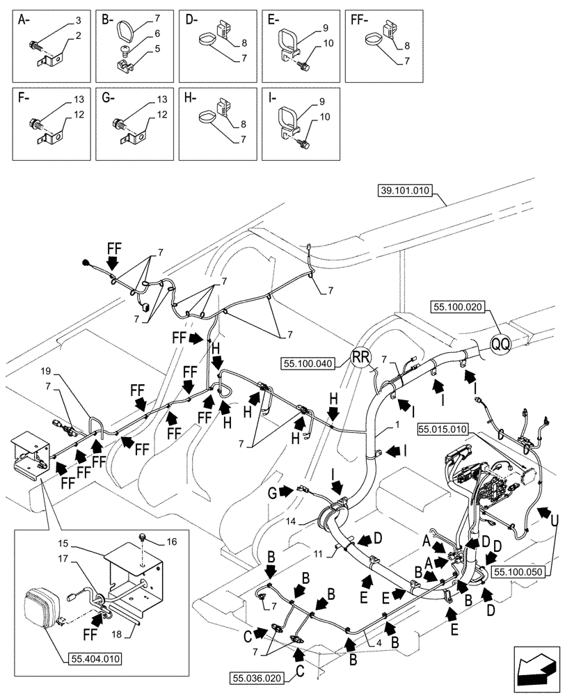 Схема запчастей Case CX750D RTC - (55.100.010) - MAIN, WIRE HARNESS (55) - ELECTRICAL SYSTEMS