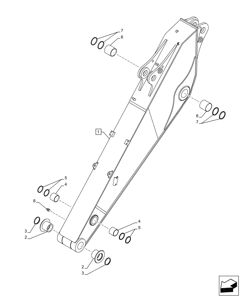 Схема запчастей Case CX750D RTC - (84.912.020) - VAR - 488132 - ARM (L=3.55M) (84) - BOOMS, DIPPERS & BUCKETS